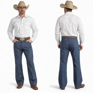 Wrangler Pants Mens 38x32 Heather Blue Wrancher Work Polyester Classic Fit 82HU